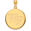 Wake Forest University Round WF Pendant 3/4in 14k Yellow Gold