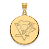10k Yellow Gold 3/4in Pittsburgh Penguins Round Pendant