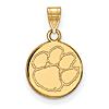 14kt Yellow Gold 1/2in Clemson University Paw Disc Pendant
