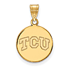 10kt Yellow Gold 5/8in Texas Christian University TCU Disc Pendant