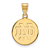 14k Yellow Gold 5/8in University of Notre Dame Round Pendant