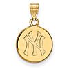 14kt Yellow Gold 1/2in New York Yankees Disc Pendant