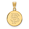 14kt Yellow Gold 5/8in Florida State University FS Disc Pendant