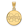 Mississippi State University Disc Pendant 5/8in 14k Yellow Gold