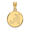 14kt Yellow Gold 5/8in University of Alabama A Disc Pendant