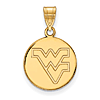 14kt Yellow Gold 5/8in West Virginia University WV Disc Pendant