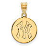 14kt Yellow Gold 5/8in New York Yankees Disc Pendant