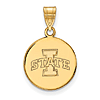 Iowa State University Round Pendant 5/8in 14k Yellow Gold