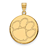 14kt Yellow Gold 3/4in Clemson University Round Pendant