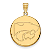 Kansas State University Round Pendant 3/4in 14k Yellow Gold