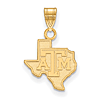 14kt Yellow Gold 1/2in Texas A&M University State Outline Pendant