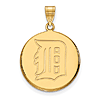 14kt Yellow Gold 3/4in Detroit Tigers Disc Pendant