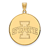 Iowa State University Disc Pendant 1in 10k Yellow Gold
