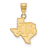14kt Yellow Gold 5/8in Texas A&M University State Outline Pendant