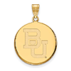 10k Yellow Gold 7/8in Baylor University Round Pendant