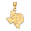 10kt Yellow Gold 3/4in Texas A&M University State Outline Pendant