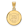 14k Yellow Gold 5/8in Baylor University Bear Head Round Pendant