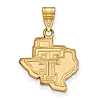 10kt Yellow Gold 5/8in Texas Tech University State Map Pendant