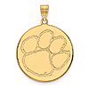 10kt Yellow Gold 1in Clemson University Round Logo Pendant