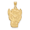 10k Yellow Gold 1in North Carolina State University Mr. Wuf Pendant