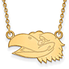 10k Yellow Gold 1/2in Kansas Jayhawk Face Pendant on 18in Chain