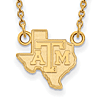 14k Yellow Gold Texas A&M Univ. State Outline Pendant on 18in Chain