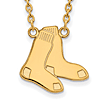 14kt Yellow Gold 3/4in Boston Red Sox Socks Pendant on 18in Chain