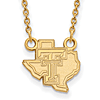 Texas Tech Univ. 1/2in State Map Pendant on 18in Chain 14k Yellow Gold