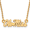 10k Yellow Gold Small Ole Miss Pendant with 18in Chain