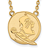 10k Yellow Gold 3/4in Florida State Seminole Pendant with 18in Chain
