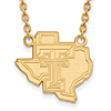 Texas Tech University State Map Pendant on 18in Chain 10k Yellow Gold
