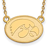 University of Iowa Small Oval Necklace 14k Yellow Gold
