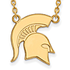 Michigan State University Spartan Necklace 3/4in 10k Yellow Gold