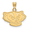10kt Yellow Gold 1/2in University of Wisconsin Badger Face Pendant