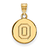 10kt Yellow Gold 1/2in Ohio State University Block O Disc Pendant