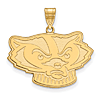 Univ. of Wisconsin Bucky Badger Face Pendant 3/4in 14k Yellow Gold