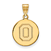 14kt Yellow Gold 5/8in Ohio State University Block O Disc Pendant