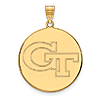 10k Yellow Gold Georgia Tech Disc Pendant 1in