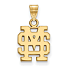 Mississippi State University MS Charm 1/2in 14k Yellow Gold
