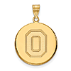 14kt Yellow Gold 7/8in Ohio State University Block O Disc Pendant