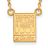 10k Yellow Gold Small The Grove at Ole Miss Pendant with 18in Chain