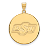 14kt Yellow Gold 1in Oklahoma State University Round Pendant
