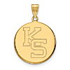 Kansas State University Round KS Pendant 3/4in 10k Yellow Gold