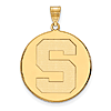 10kt Yellow Gold 1in Michigan State University Block S Round Pendant