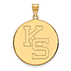 10k Yellow Gold 1in Kansas State University KS Round Pendant