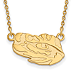 14kt Yellow Gold 1/2in LSU Eye of the Tiger Pendant with 18in Chain