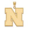 10kt Yellow Gold 1in University of Nebraska Beveled N Pendant