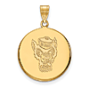 14k Yellow Gold 3/4in North Carolina State Univ. Mr. Wuf Disc Pendant