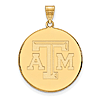10kt Yellow Gold 1in Texas A&M University Disc Pendant