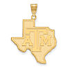 14kt Yellow Gold 1in Texas A&M University State Outline Pendant